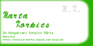 marta korpics business card